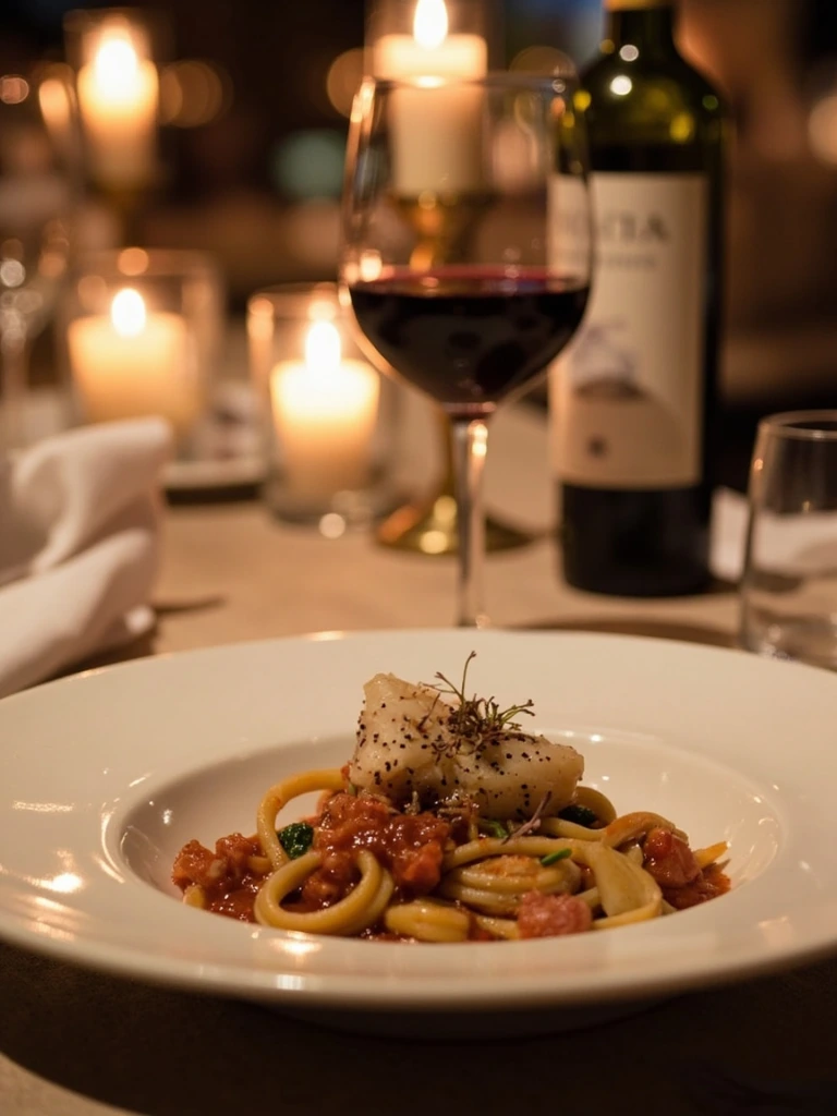 A family-style Italian dinner of hand-rolled pasta and wood-fired fish.